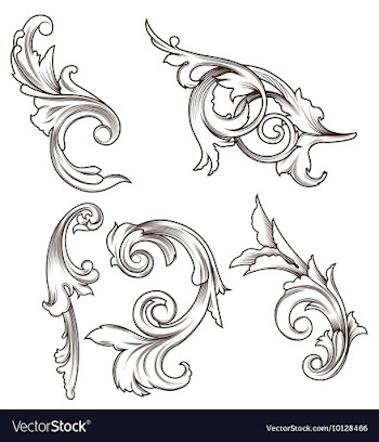 Engraved floral elements vector image