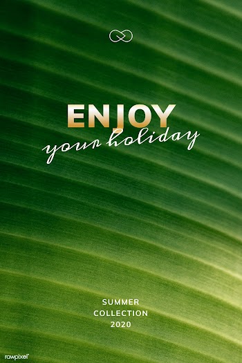 Enjoy your holiday on green leaf textured background vector | Free  vector - 2289039