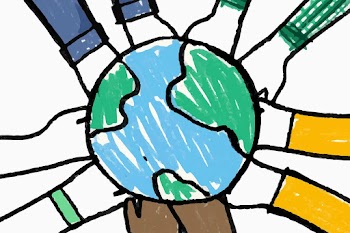Environment doodle, hands holding globe | Free stock illustration | High Resolution graphic