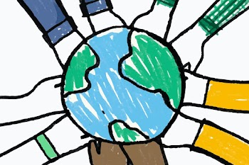 Environment doodle psd, hands holding globe | Free stock illustration | High Resolution graphic
