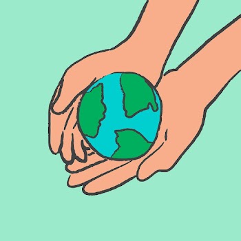 Environment doodle, with hand holding globe | Free stock illustration | High Resolution graphic