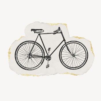 Ephemera bicycle drawing, ripped paper, | Free PSD Illustration - rawpixel