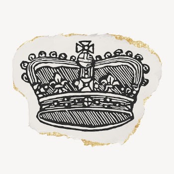 Ephemera crown ripped paper clipart, | Free Vector Illustration - rawpixel