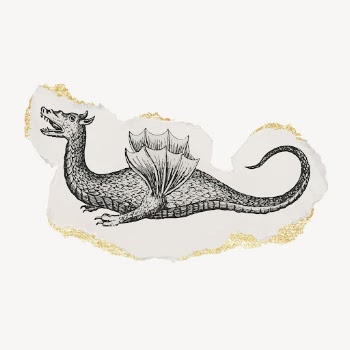 Ephemera dragon ripped paper clipart, | Free Vector Illustration - rawpixel