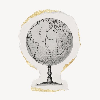 Ephemera globe ripped paper clipart, | Free Vector Illustration - rawpixel
