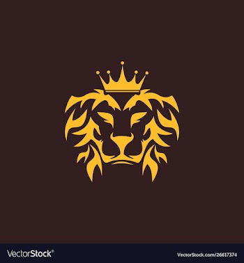 Epic king lion logo design vector image