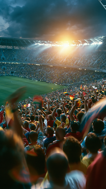 Epic Stadium Crowd Cheering at Twilight
