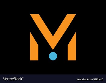 eps10 letter m line logo design in orange color