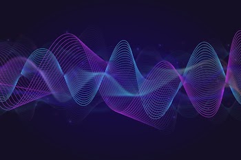 Eq equalizer waves background with shiny particles Free Vector