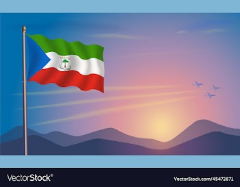 equatorial guinea flag in the morning sun