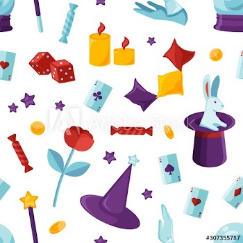 Equipment for magic show seamless pattern