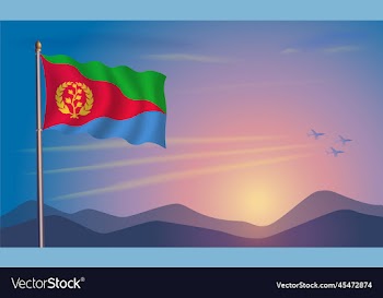 eritrea flag in the morning sun