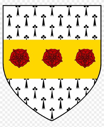 Ermine, Three Roses Gules In Fess Or - Rose