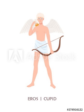 Eros or Cupid - god or deity of love and passion in ancient Greek and Roman religion or mythology