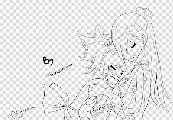 Erza And Kagura Line art Fairy tail Manga transparent background PNG clipart