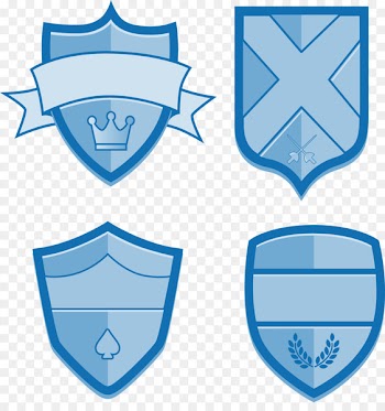 Escutcheon Shield Euclidean vector - Hand-painted blue shield vector label 