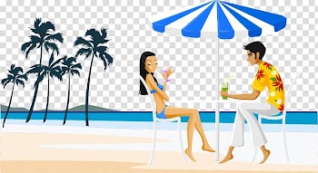Essential Foreign Chat-up Lines Beach Line art, Hand-painted beach resort transparent background PNG clipart
