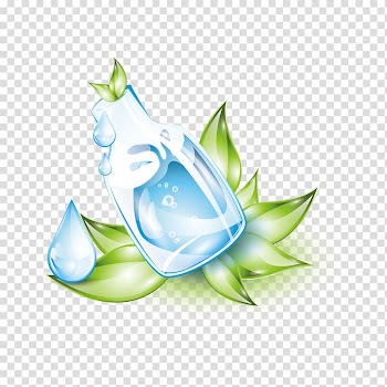 Essential oil , bottles and leaves transparent background PNG clipart