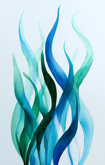 Ethereal Blue and Green Abstract Watercolor