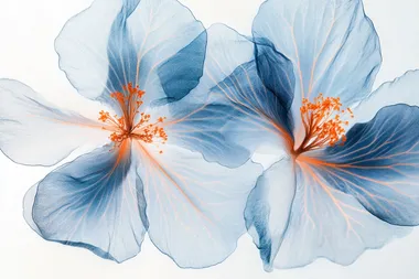 Ethereal Blue Flowers with Orange Veins Ethereal Blue Flowers with Orange Veins