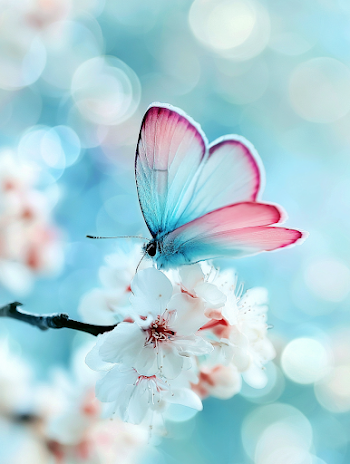 Ethereal Butterfly on Spring Blossoms