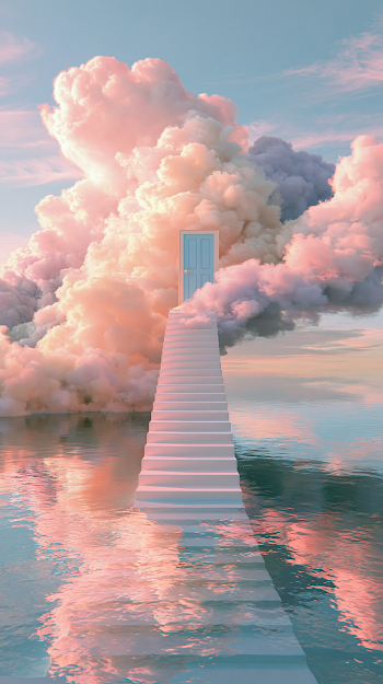 Ethereal Dreamscape: Stairway to a Pastel Horizon