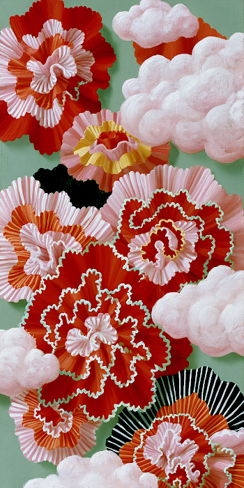 Ethereal Floral Composition with Clouds