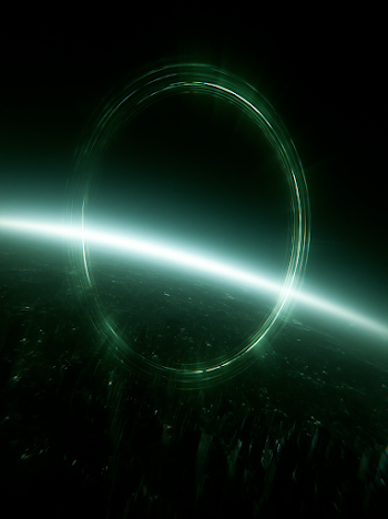 Ethereal Green Gateway in Cosmic Space