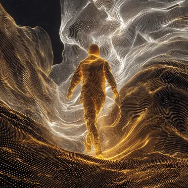 Ethereal Human Figure in Luminous Wave Patterns Ethereal Human Figure in Luminous Wave Patterns
