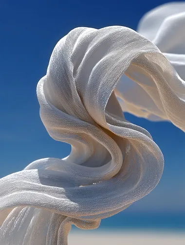 Ethereal White Fabric in Mid-Air