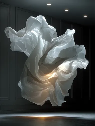 Ethereal White Fabric Suspended in Air