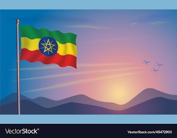 ethiopia flag in the morning sun