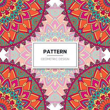 Ethnic floral seamless pattern with mandalas