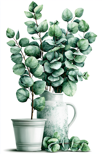 Eucalyptus Branches in Minimalist Scandinavian Setting
