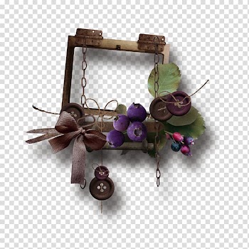 Euclidean Arrow, hand colored arrows, square brown framed with bow, blueberry, and button decor transparent background PNG clipart
