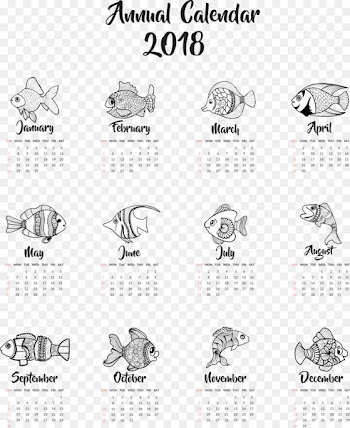 Euclidean vector Download Computer file - Hand-painted tropical fish calendar template 