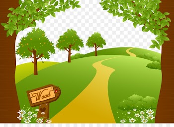Euclidean vector Drawing Landscape Illustration - Green forest road 