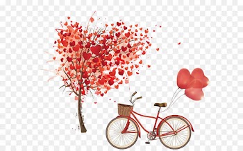 Euclidean vector Heart Tree - Bicycle and hand-painted heart-shaped tree 