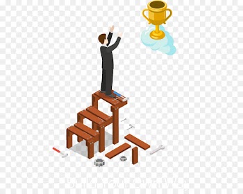 Euclidean vector Illustration - Climb the ladder of business people looking at the trophy vector 