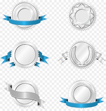 Euclidean vector Ribbon Clip art - Silver badge blue ribbons vector 