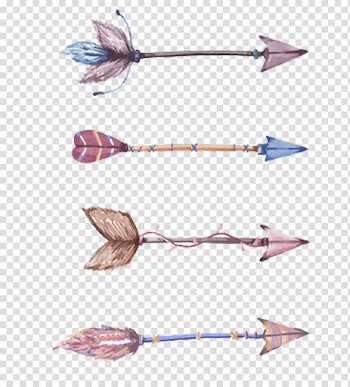 Euclidean Watercolor painting Arrow, Drawing arrow, four assorted-color arrow illustrations transparent background PNG clipart