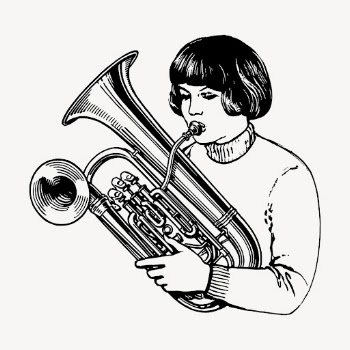 Euphonium girl clipart, vintage music | Free Vector - rawpixel
