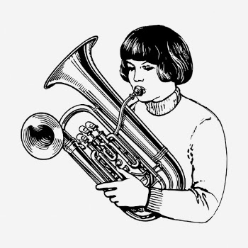 Euphonium girl drawing, vintage music | Free Photo - rawpixel