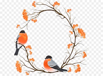 Eurasian bullfinch Drawing Embroidery Clip art - Chinese wind round border branch Bird 