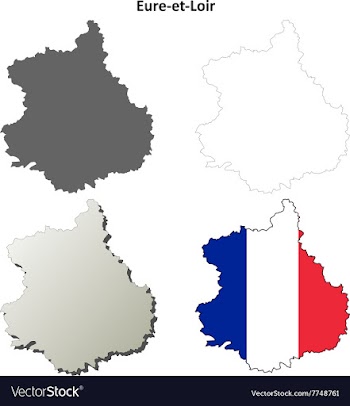 Eure-et-Loir Centre outline map set vector image