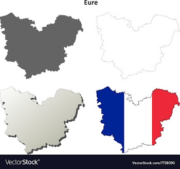 Eure Upper Normandy outline map set vector image