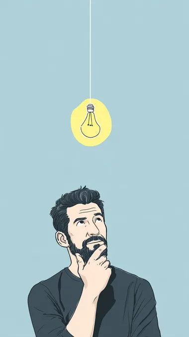 Eureka Moment: Man Contemplating Creativity Eureka Moment: Man Contemplating Creativity