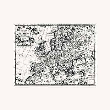 Europe map collage element, drawing | Free Vector Illustration - rawpixel