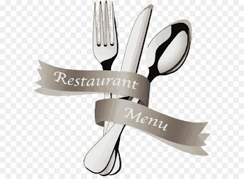 European cuisine Menu Fork Restaurant - Retro ribbon with knife and fork 