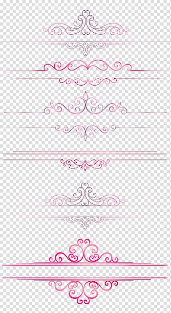 European pattern border line dividing line columns, pink border lines transparent background PNG clipart